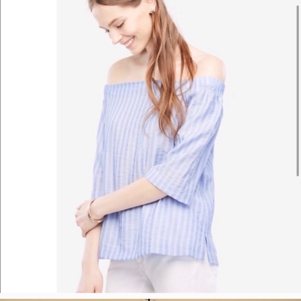 Ann Taylor off the shoulder stripe top